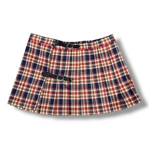 John Galt Brandy Melville Mini Skirt Plaid Emerson Wrap A Line Schools Girl One